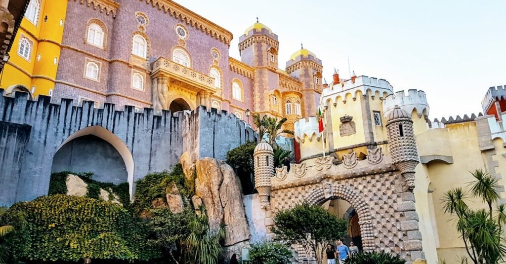 Discover the colorful architecture of Pena Palace, a historic landmark in Sintra, Portugal.